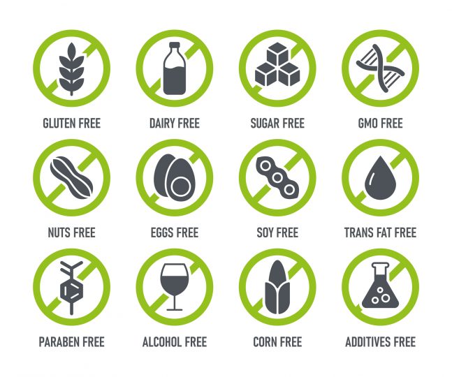 natural-products-allergens-food-intolerance-set-of-icons-dairy-free-gluten-free-sugar-free-gmo-free-nut-free-paraben-free-vector-illustration